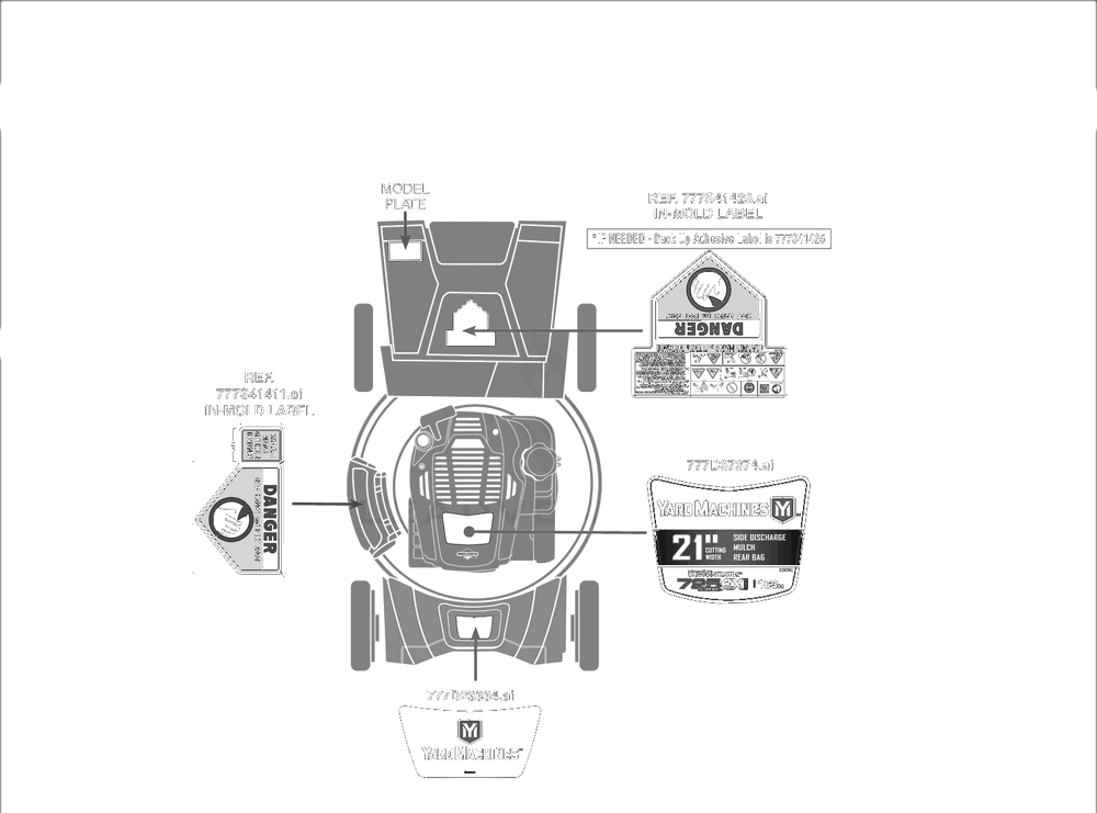 Label Map Diagram and Parts List for 12AVO2R3752 2024 Yard Machines Lawn Mower